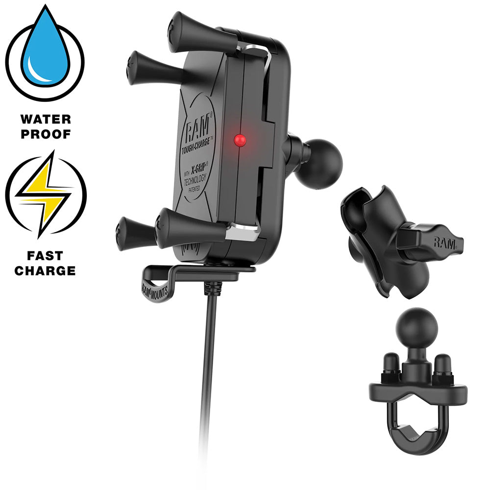 RAM Mount Tough-Charge 15W Waterproof Wireless Charging Motorcycle Mount [RAM-B-149Z-A-UN12W-V7M-1] Brand_RAM Mounting Systems Ram Mount Store Ram Mount Store | Cell Phone Mounts Restricted From 3rd Party Platforms