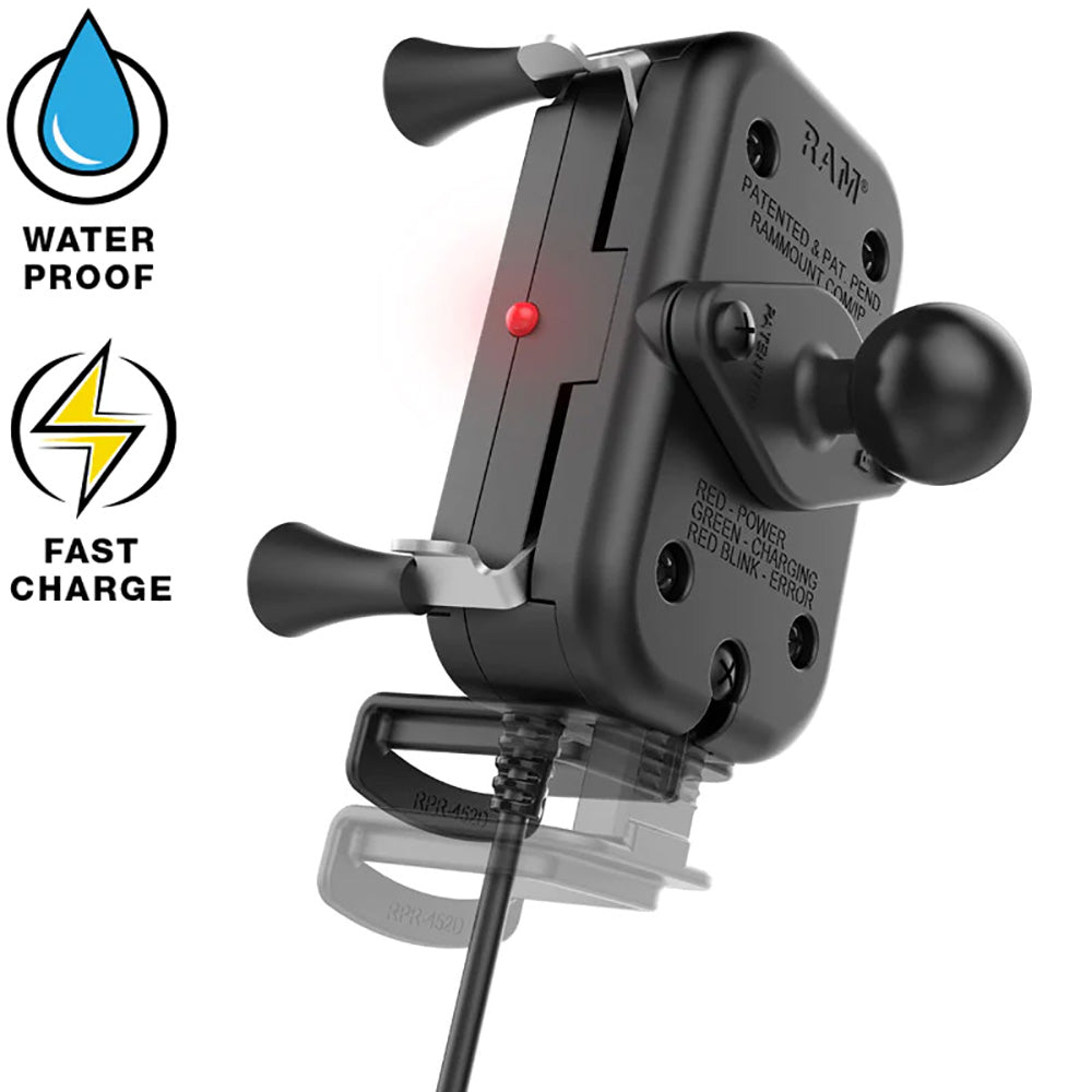 RAM Mount Tough-Charge w/X-Grip 15W Waterproof Wireless Charging Holder [RAM-HOL-UN12WB-1] Brand_RAM Mounting Systems Ram Mount Store Ram Mount Store | Cell Phone Mounts Restricted From 3rd Party Platforms