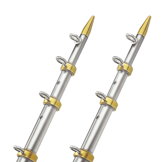 TACO 15' Telescopic Outrigger Poles HD 1-1/2" - Silver/Gold [OT-0541VEL15-HD] Brand_TACO Marine Clearance Hunting & Fishing Hunting & Fishing | Outriggers Specials