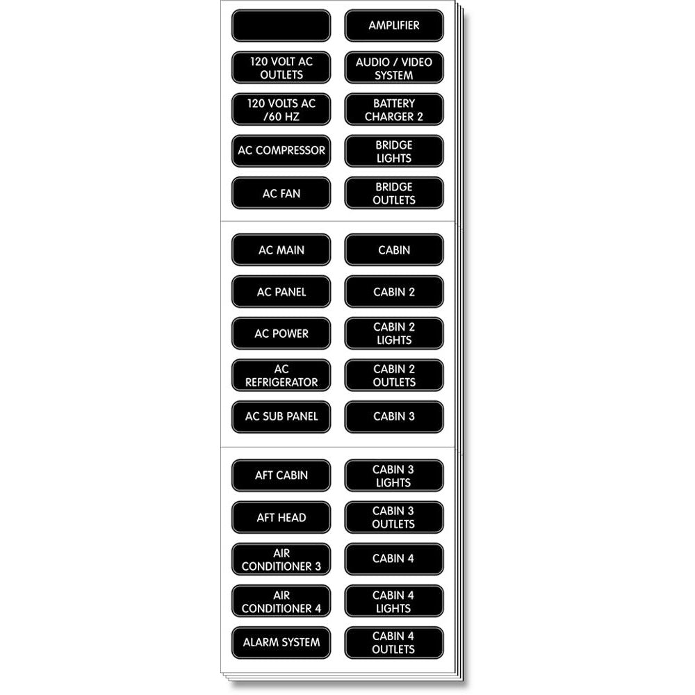 Blue Sea 8067 AC Panel Extended 120 Label Set [8067] 1st Class Eligible Brand_Blue Sea Systems Electrical Electrical | Switches & Accessories