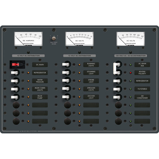 Blue Sea 8084 AC Main +6 Positions/DC Main +15 Positions Toggle Circuit Breaker Panel - White Switches [8084] Brand_Blue Sea Systems Electrical Electrical | Electrical Panels