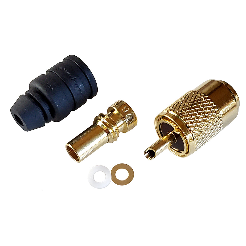 Shakespeare PL-259-8X-G Solder-Type Connector w/UG176 Adapter & DooDad&reg Cable Strain Relief f/RG-8X Coax [PL-259-8X-G] 1st Class Eligible Brand_Shakespeare Communication Communication | Accessories