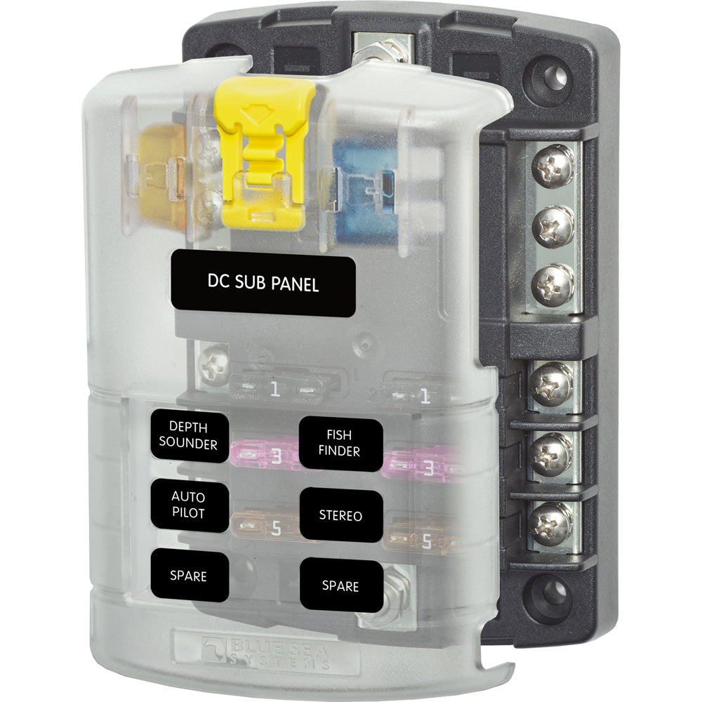 Blue Sea 5025 ST Blade Fuse Block w/Cover - 6 Circuit w/Negative Bus [5025] 1st Class Eligible Brand_Blue Sea Systems Electrical Electrical | Circuit Breakers