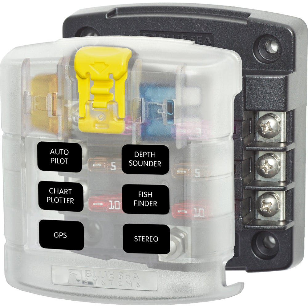 Blue Sea 5028 ST Blade Fuse Block w/ Cover - 6 Circuit without Negative Bus [5028] 1st Class Eligible Brand_Blue Sea Systems Electrical Electrical | Circuit Breakers