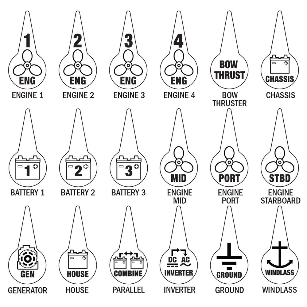 Blue Sea 7902 Icon Circuit Identification Label Kit for Battery Switches [7902] 1st Class Eligible Brand_Blue Sea Systems Electrical Electrical | Battery Management