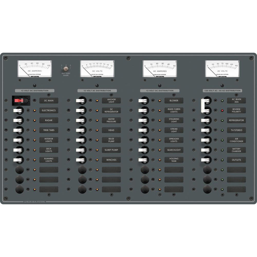 Blue Sea 8095 AC Main +8 Positions / DC Main +29 Positions Toggle Circuit Breaker Panel (White Switches) [8095] Brand_Blue Sea Systems Electrical Electrical | Electrical Panels
