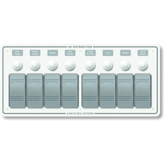 Blue Sea 8271 Water Resistant Panel - 8 Position - White - Horizontal Mount [8271] Brand_Blue Sea Systems Electrical Electrical | Electrical Panels