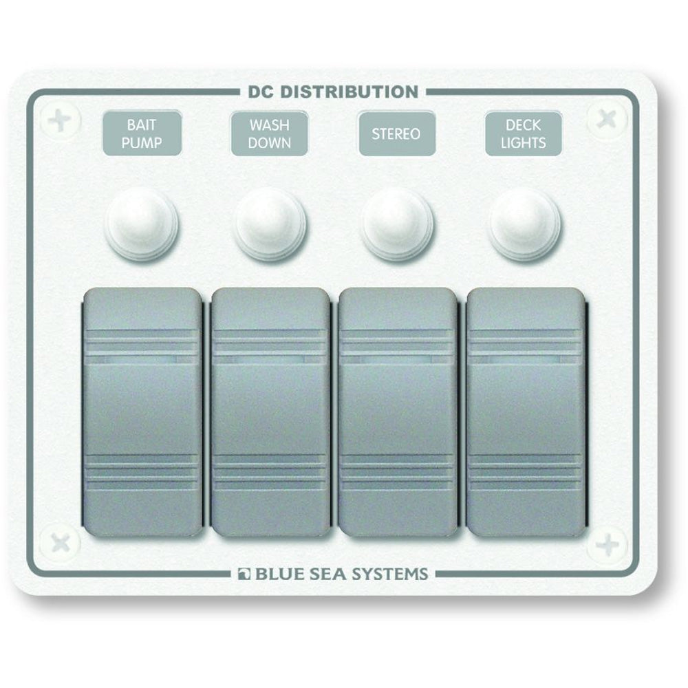 Blue Sea 8272 Water Resistant Panel - 4 Position - White - Horizontal Mount [8272] Brand_Blue Sea Systems Electrical Electrical | Electrical Panels