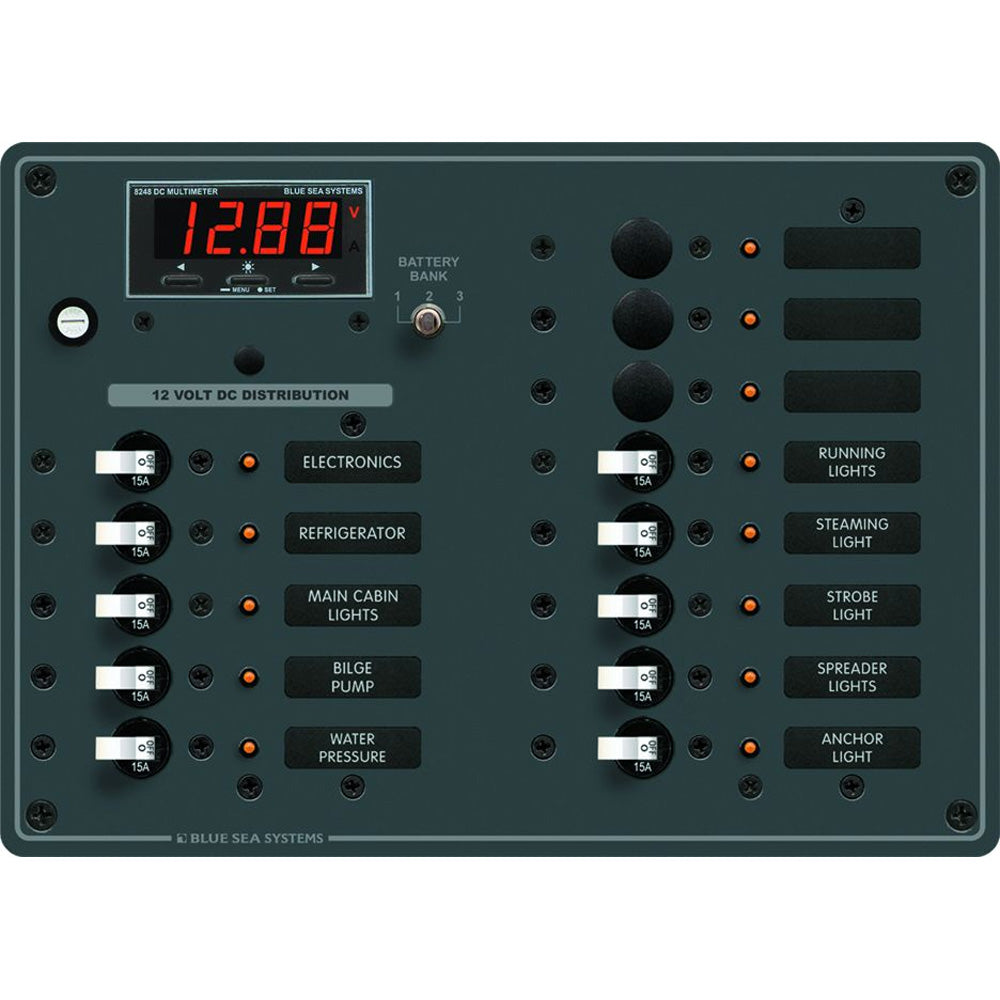 Blue Sea 8403 DC Panel 13 Position w/ Multimeter [8403] Brand_Blue Sea Systems Electrical Electrical | Electrical Panels
