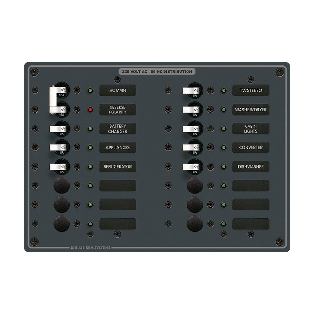 Blue Sea 8564 Breaker Panel - AC Main + 14 Positions (European) - White [8564] Brand_Blue Sea Systems Electrical Electrical | Electrical Panels