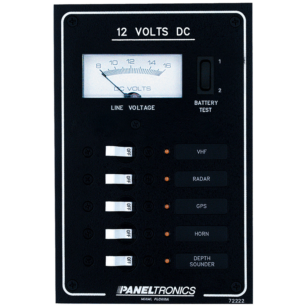 Paneltronics Standard DC 5 Position Breaker Panel & Meter w/LEDs [9972222B] Brand_Paneltronics Electrical Electrical | Electrical Panels paneltronics