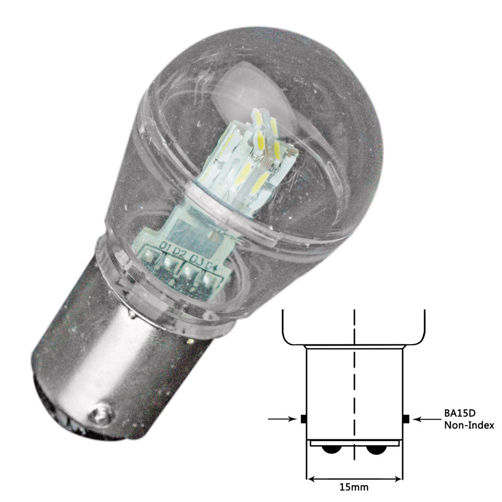 Lunasea Bayonet LED Bulb BA15D - 10-30VDC/1W/75 Lumens - Warm White [LLB-26FW-21-00] 1st Class Eligible Brand_Lunasea Lighting Lighting Lighting | Bulbs