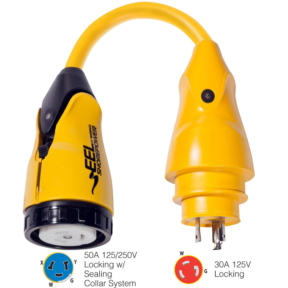 Marinco P30-504 EEL 50A-125/250V Female to 30A-125V Male Pigtail Adapter - Yellow [P30-504] Boat Outfitting Boat Outfitting | Shore Power Brand_Marinco Electrical Electrical | Shore Power