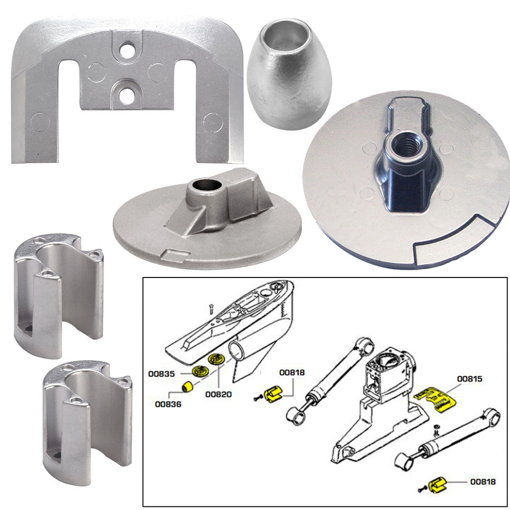 Tecnoseal Anode Kit w/Hardware - Mercury Bravo 3 2004-Present - Aluminum [20805AL] Boat Outfitting Boat Outfitting | Anodes Brand_Tecnoseal Clearance Specials