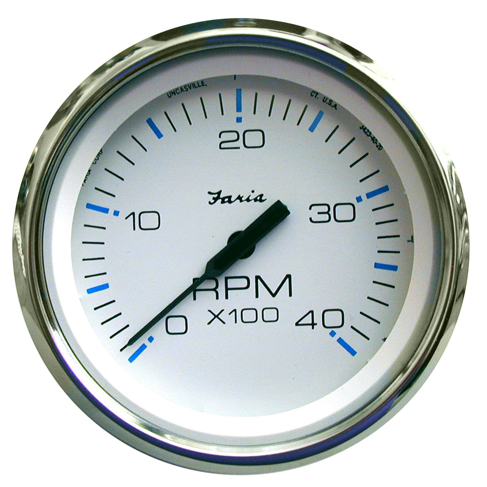 Faria Chesapeake White SS 4" Tachometer - 4000 RPM (Diesel)(Mechanical Takeoff Var Ratio Alt) [33842] Boat Outfitting Boat Outfitting | Gauges Brand_Faria Beede Instruments Marine Navigation & Instruments Marine Navigation & Instruments | Gauges