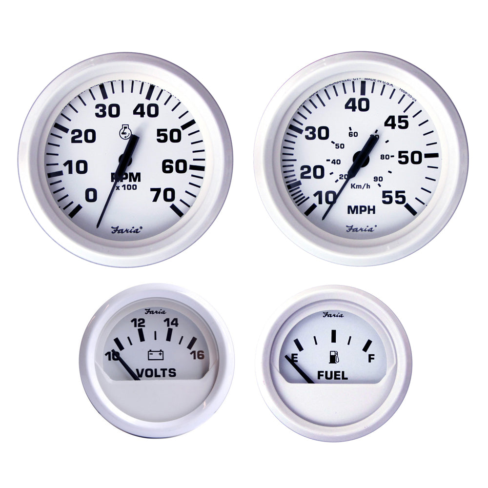 Faria Dress White Boxed Set - Outboard Motors [KT9794] Boat Outfitting Boat Outfitting | Gauges Brand_Faria Beede Instruments Marine Navigation & Instruments Marine Navigation & Instruments | Gauges