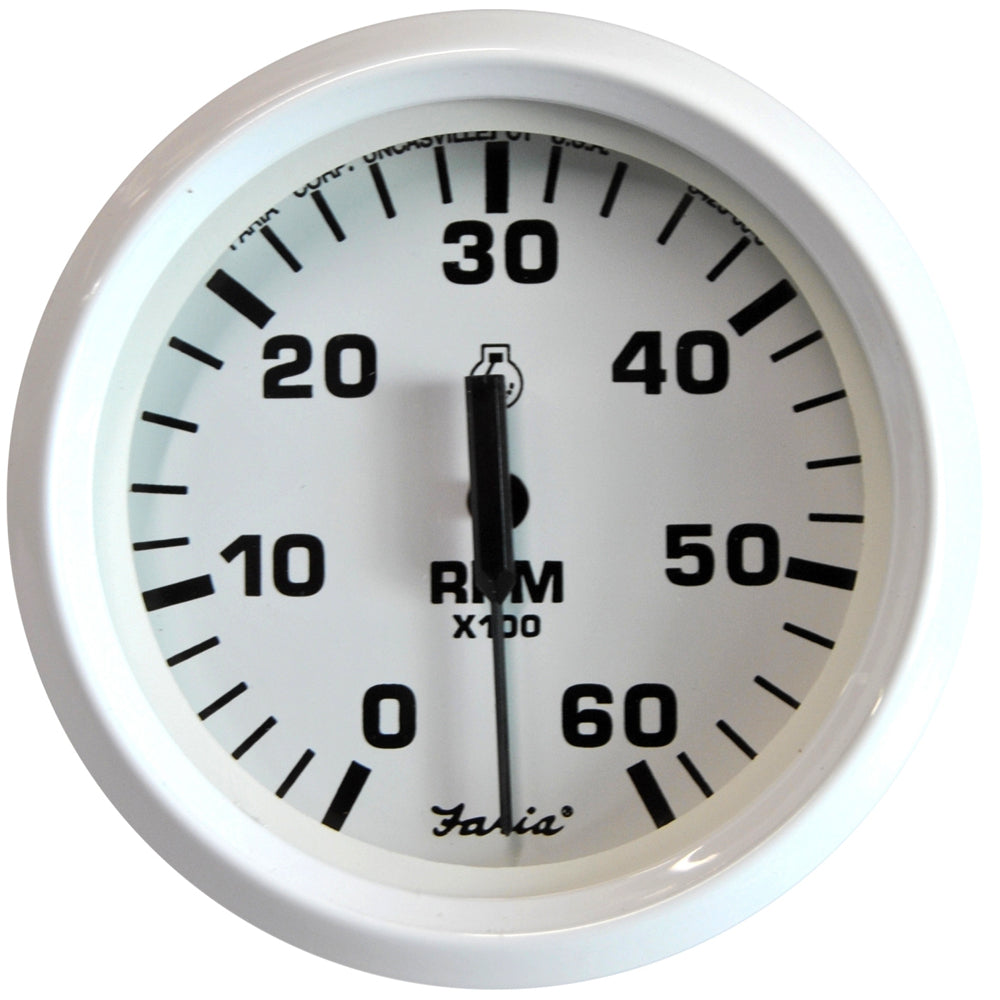 Faria Dress White 4" Tachometer - 6000 RPM (Gas) (Inboard I/O) [33103] Boat Outfitting Boat Outfitting | Gauges Brand_Faria Beede Instruments Marine Navigation & Instruments Marine Navigation & Instruments | Gauges