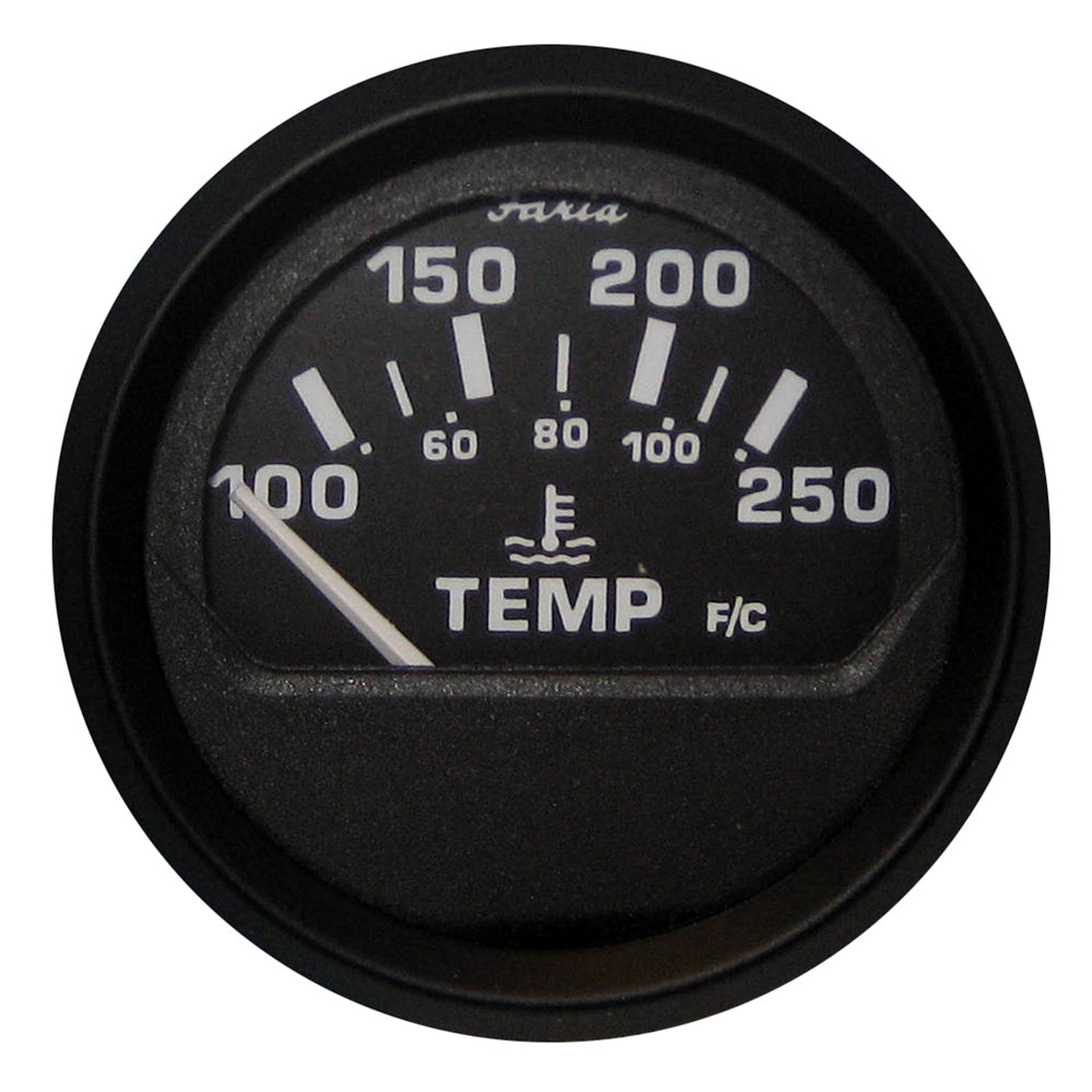 Faria Euro Black 2" Water Temperature Gauge (100-250 DegreeF) [12812] 1st Class Eligible Boat Outfitting Boat Outfitting | Gauges Brand_Faria Beede Instruments Marine Navigation & Instruments Marine Navigation & Instruments | Gauges
