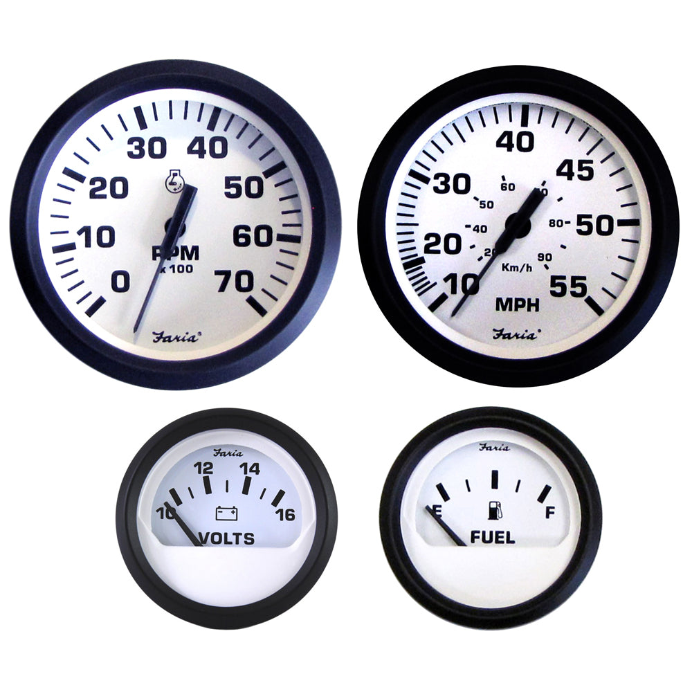 Faria Euro White Boxed Set - Outboard Motors [KT9795] Boat Outfitting Boat Outfitting | Gauges Brand_Faria Beede Instruments Marine Navigation & Instruments Marine Navigation & Instruments | Gauges