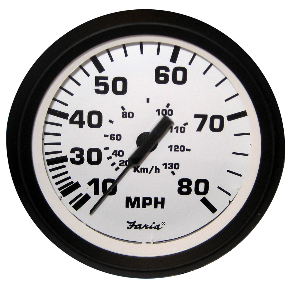 Faria Euro White 4" Speedometer - 80MPH (Pitot) [32910] Boat Outfitting Boat Outfitting | Gauges Brand_Faria Beede Instruments Marine Navigation & Instruments Marine Navigation & Instruments | Gauges
