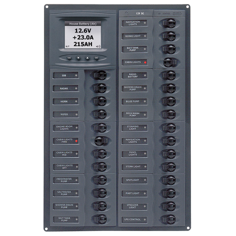 BEP Millennium Series DC Circuit Breaker Panel w/Digital Meters, 28SP DC12V [M28-DCSM] Brand_BEP Marine Electrical Electrical | Electrical Panels