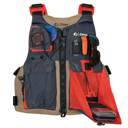 Onyx Kayak Fishing Vest - Adult Oversized - Tan/Grey [121700-706-005-17] Brand_Onyx Outdoor Marine Safety Marine Safety | Personal Flotation Devices Paddlesports Paddlesports | Life Vests