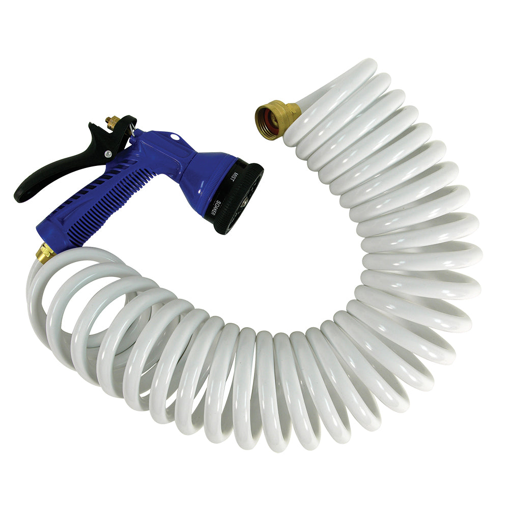 Whitecap 15 White Coiled Hose w/Adjustable Nozzle [P-0440] Boat Outfitting Boat Outfitting | Cleaning Brand_Whitecap Marine Plumbing & Ventilation Marine Plumbing & Ventilation | Washdown / Pressure Pumps