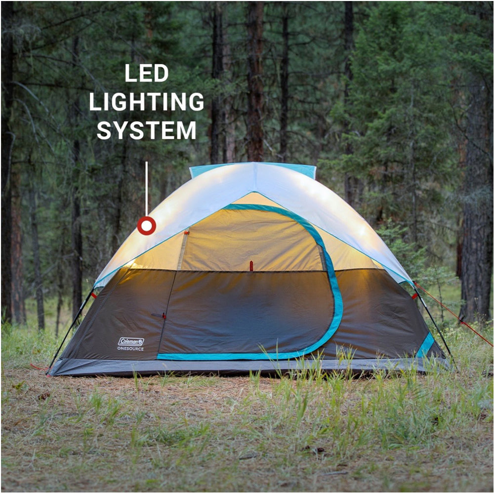 Coleman OneSource Rechargeable 4-Person Camping Dome Tent w/Airflow System LED Lighting [2000035457] Brand_Coleman Camping Camping | Tents Hazmat Outdoor Outdoor | Tents