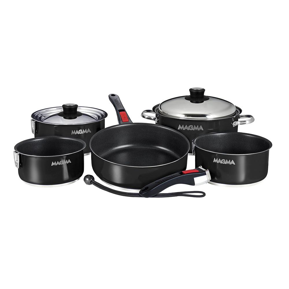 Magma Nestable 10 Piece Induction Non-Stick Enamel Finish Cookware Set - Jet Black [A10-366-JB-2-IN] Boat Outfitting Boat Outfitting | Deck / Galley Brand_Magma MRP Restricted From 3rd Party Platforms