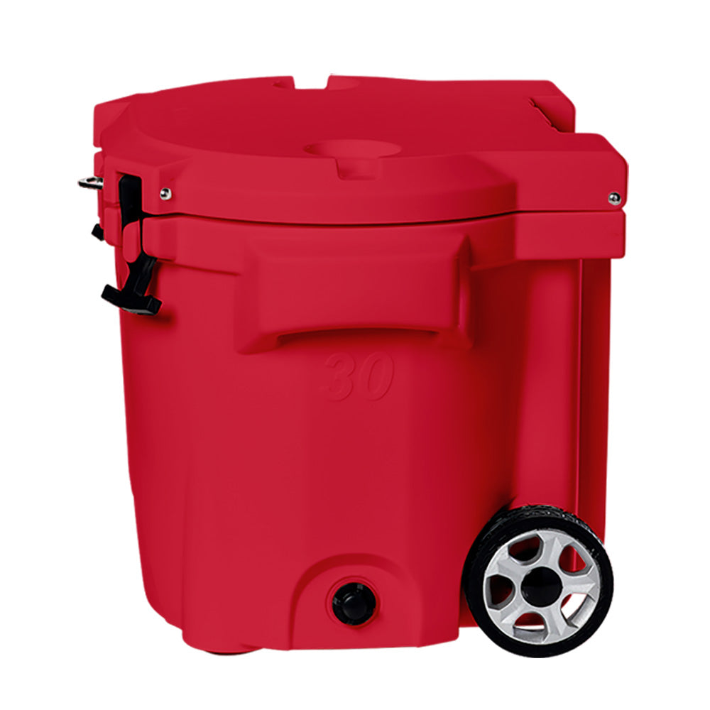 LAKA Coolers 30 Qt Cooler w/Telescoping Handle Wheels - Red [1089] Automotive/RV Automotive/RV | Coolers Boat Outfitting Boat Outfitting | Accessories Brand_LAKA Coolers Camping Camping | Coolers Hunting & Fishing Hunting & Fishing | Coolers MAP Outdoor Outdoor | Coolers